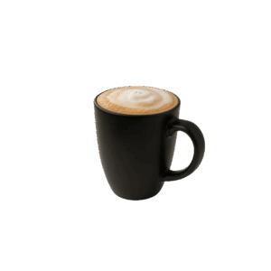 Taza de cappuccino de 350 ml preparado con espresso y leche vaporizada.