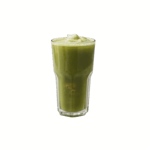 Vaso de bebida frappé verde de 350 ml elaborada con matcha, moringa y espirulina.