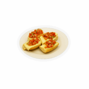 Molletes salados con frijoles, queso gratinado y salsa mexicana.