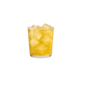 Vaso de té de manzanilla natural de 350 ml servido con hielo.